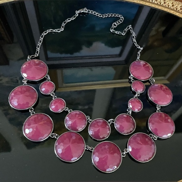 Source Unknown Jewelry - 3 for $30 MultiStrand Necklace Faceted AcrylicBurgundy Pendants DarkSilver Chain